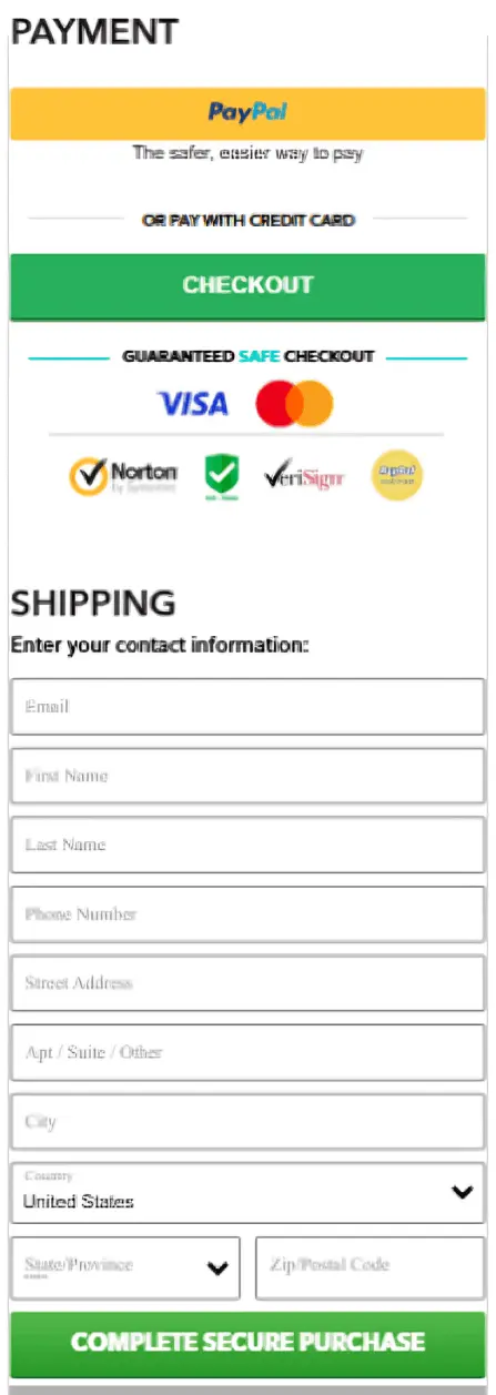 RejuvaCare Foot Renew secure checkout page